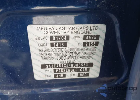 2004 Jaguar X-Type 3.0 z USA, uszkodzony, nr VIN SAJEA51C54WD88553